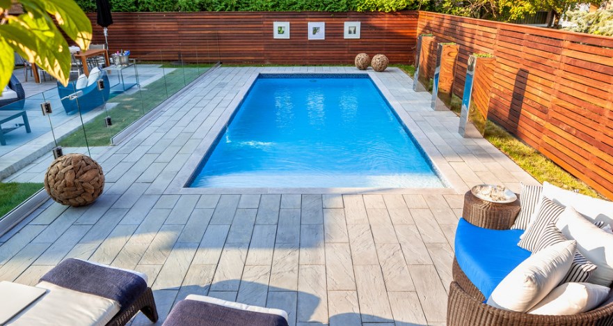 garden swimming pool ideas with fence